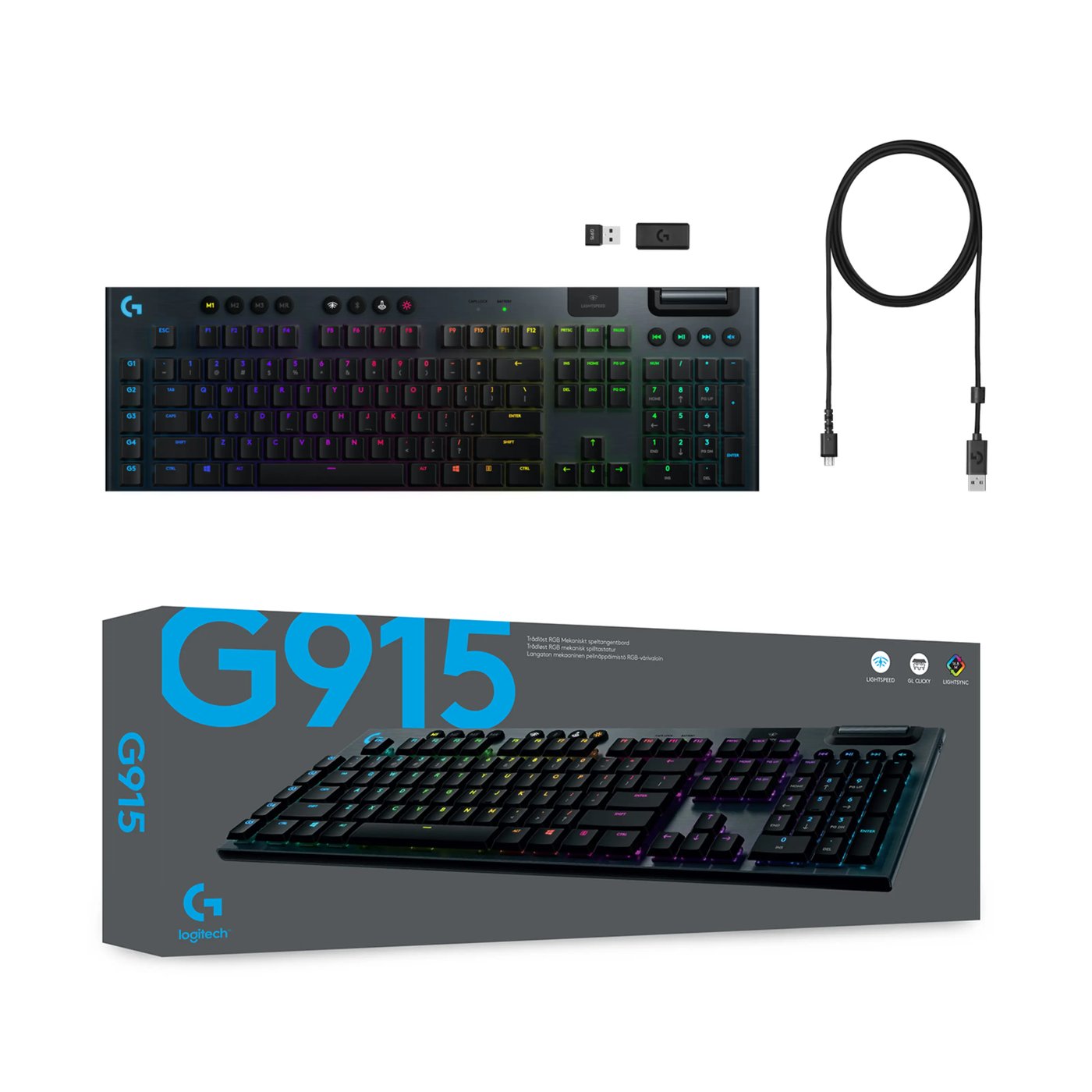 Logitech G 915 Lightspeed Mekanisk tastatur GL Clicky