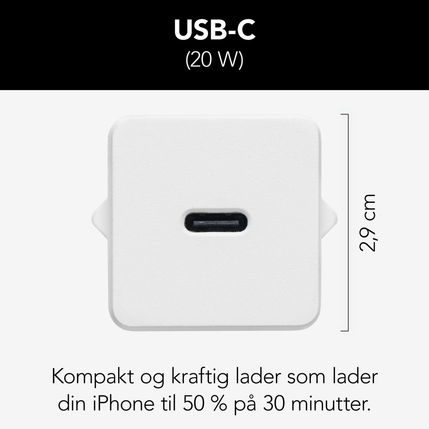 Linocell USB-C-lader med PD 20 W Hvit