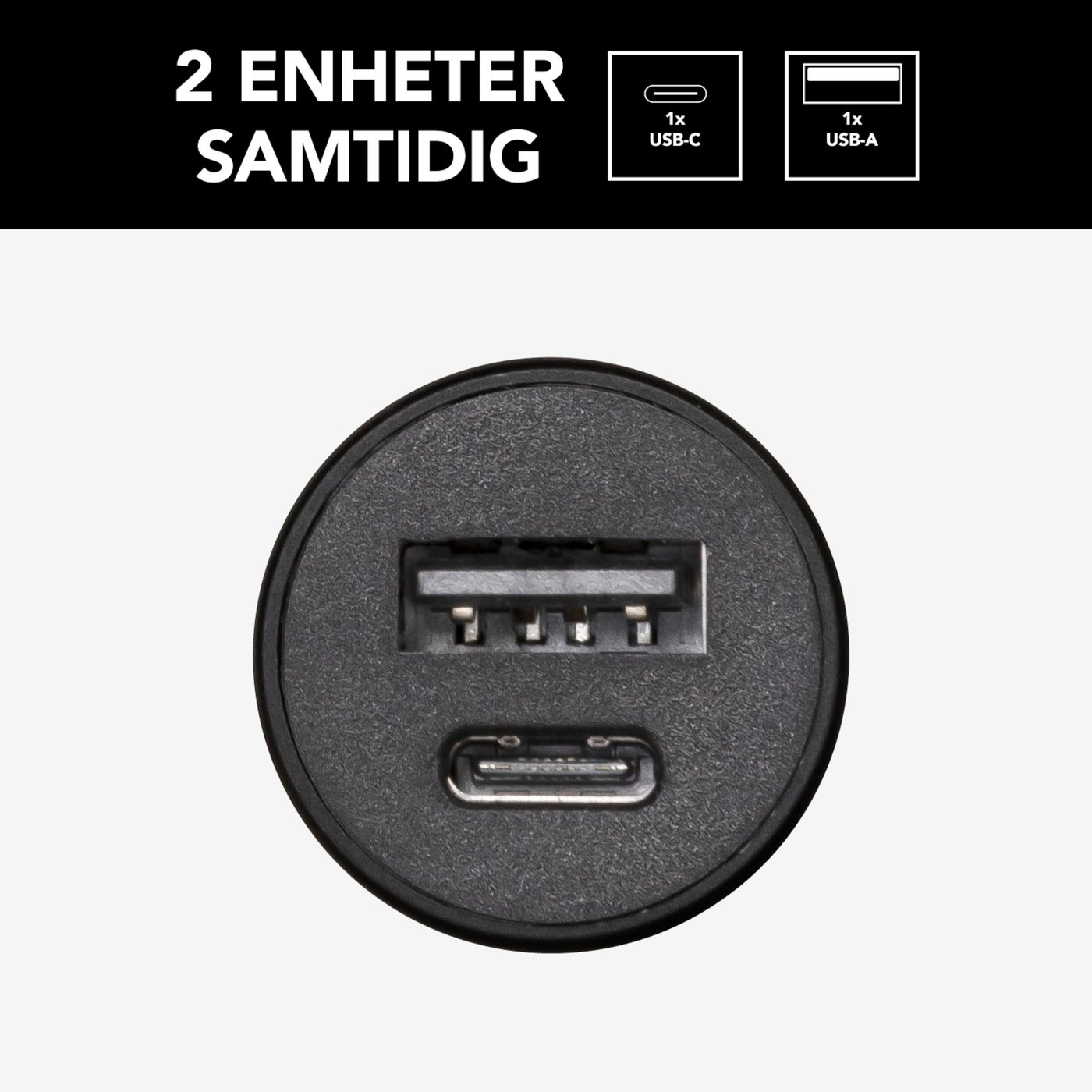 Linocell USB-billader med USB-C- og A-port