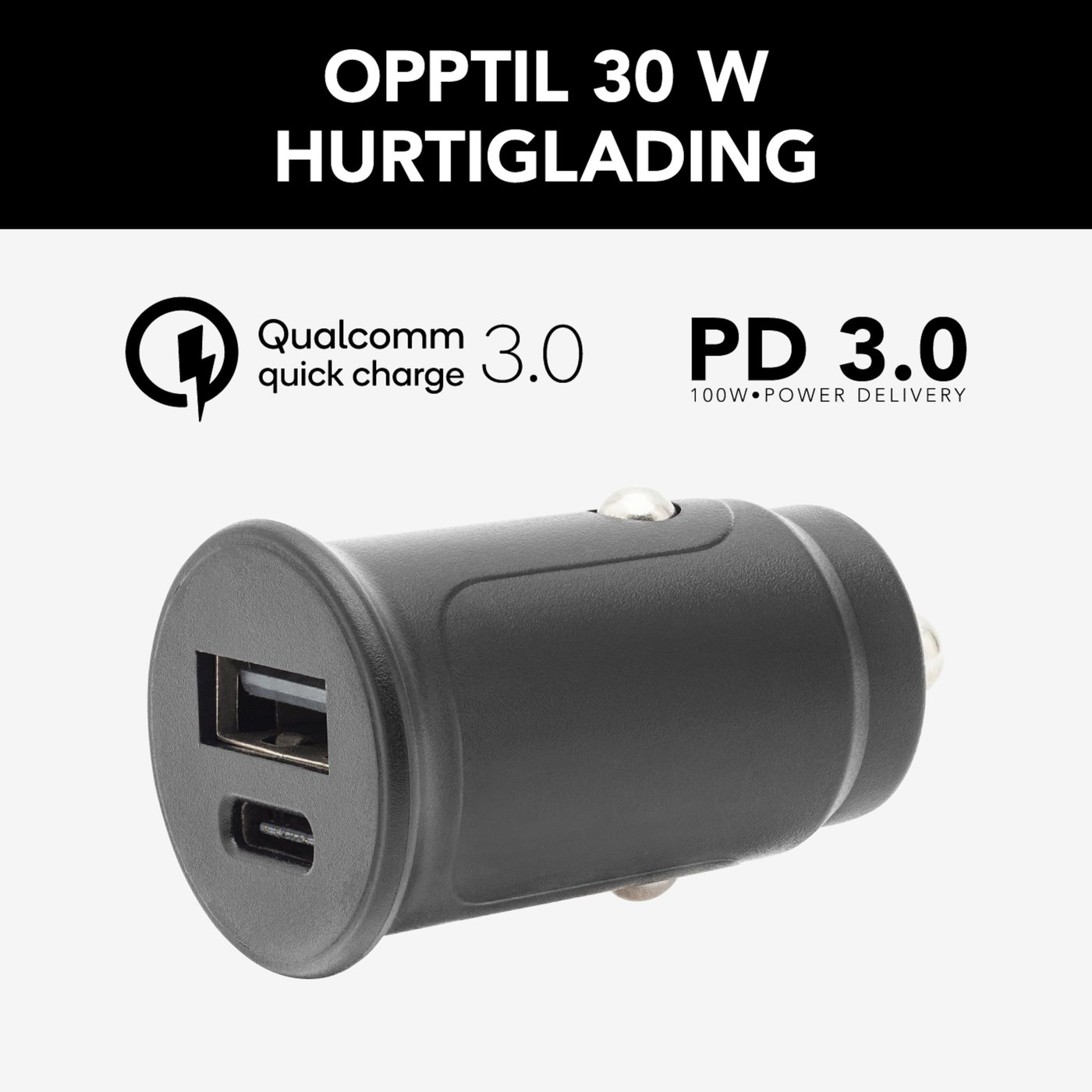 Linocell USB-billader med USB-C- og A-port