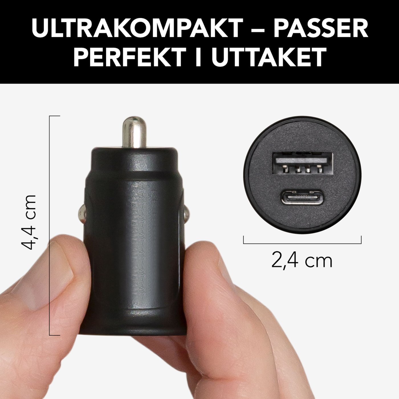 Linocell USB-billader med USB-C- og A-port