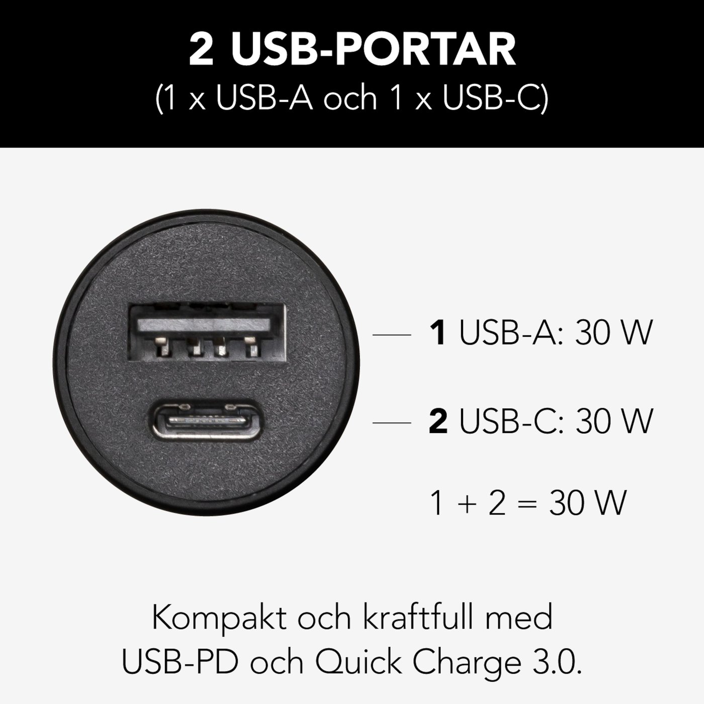 Linocell Billaddare med snabbladdning 30 W