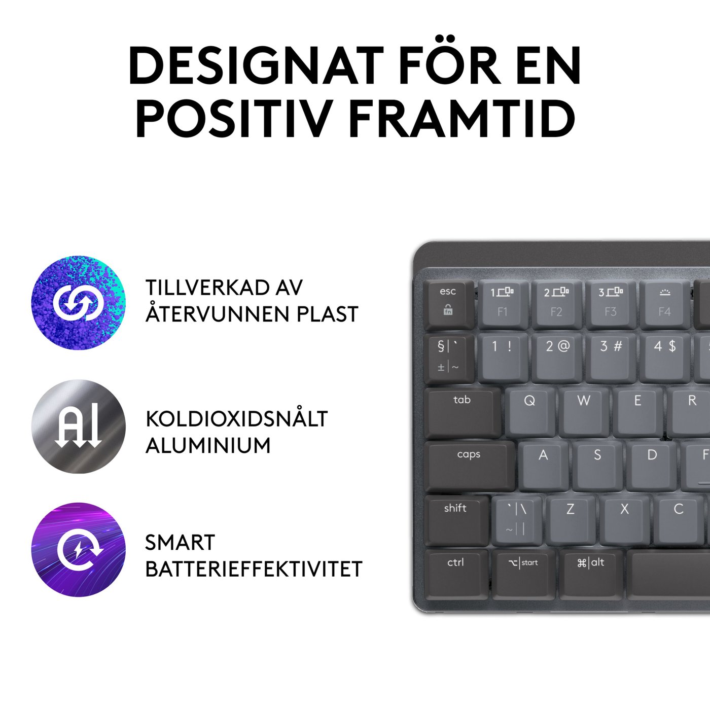 Logitech Mx Mechanical Mini Trådlöst mekaniskt tangentbord Brown Tactile Quiet