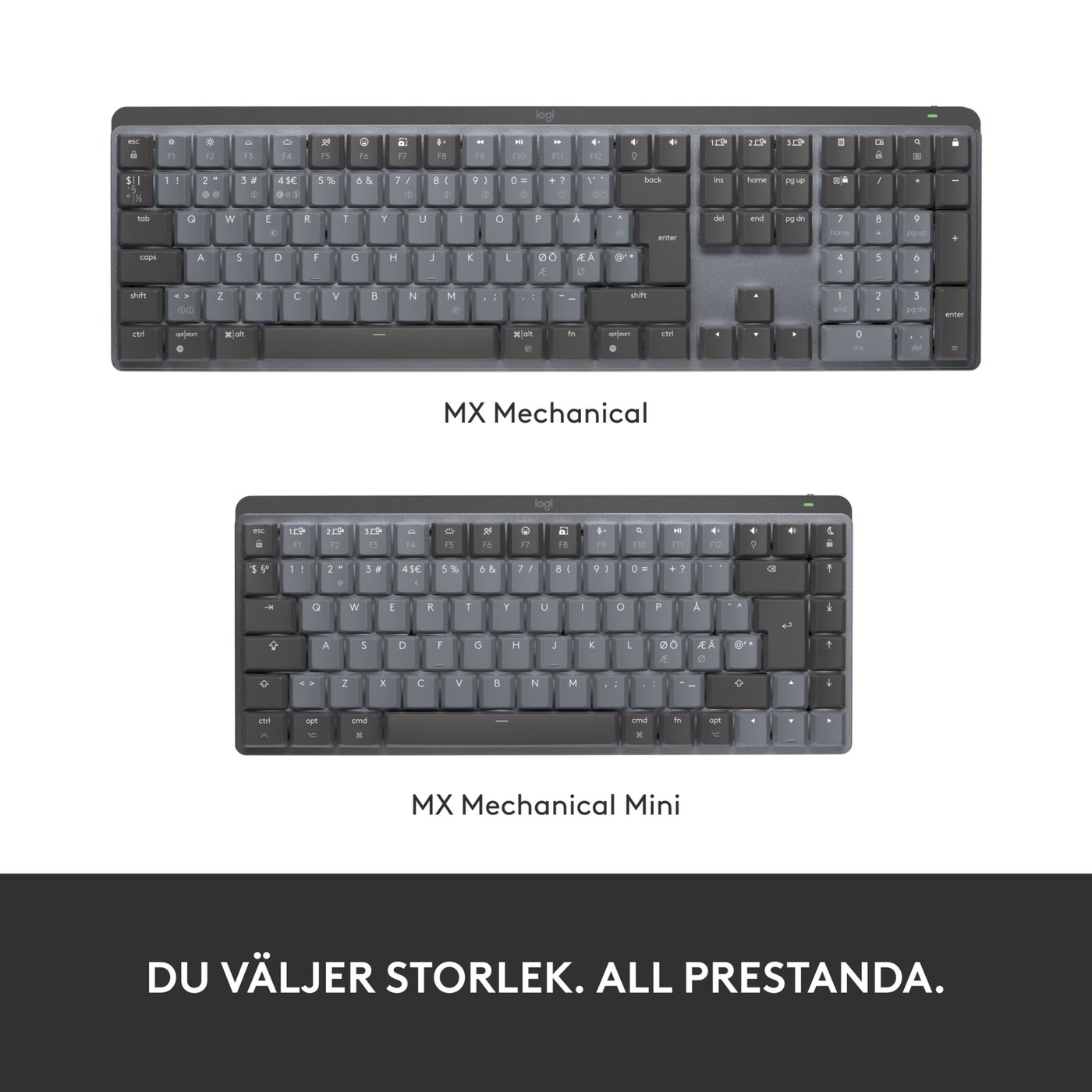 Logitech Mx Mechanical Mini Trådlöst mekaniskt tangentbord Brown Tactile Quiet