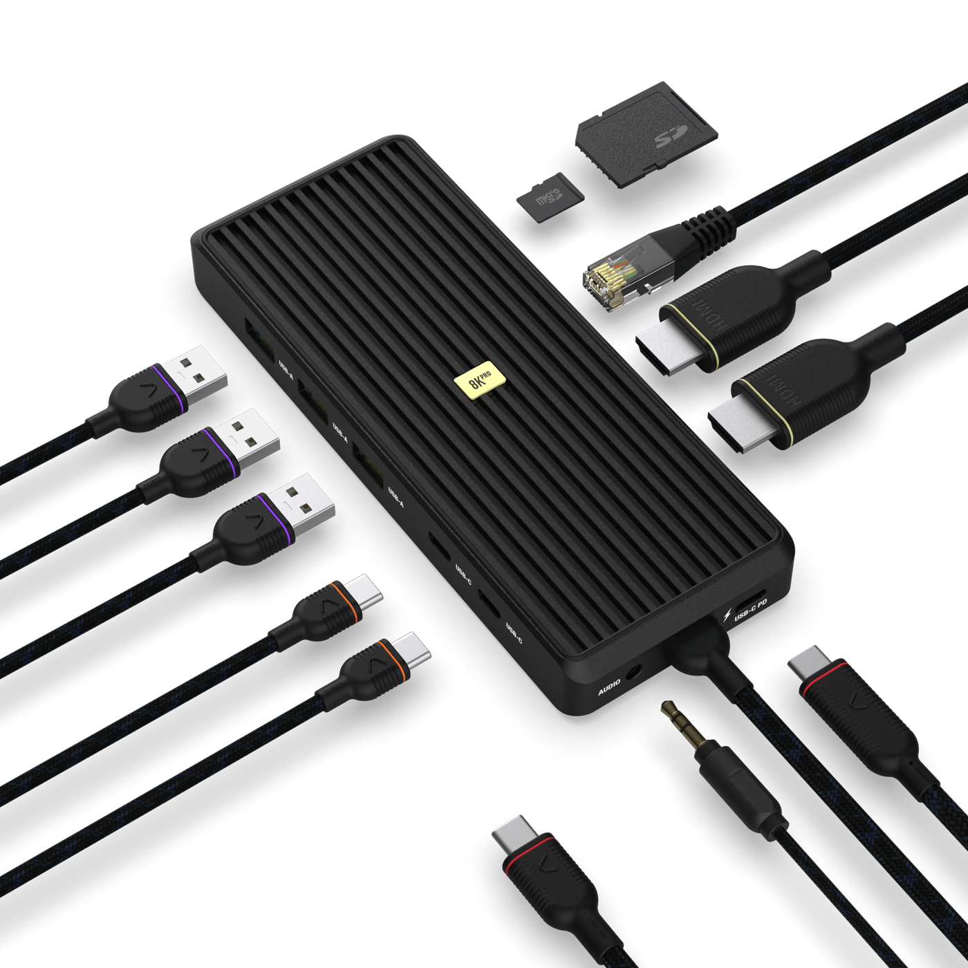 Unisynk USB-C-Hub 12 porter 8K for to skjermer