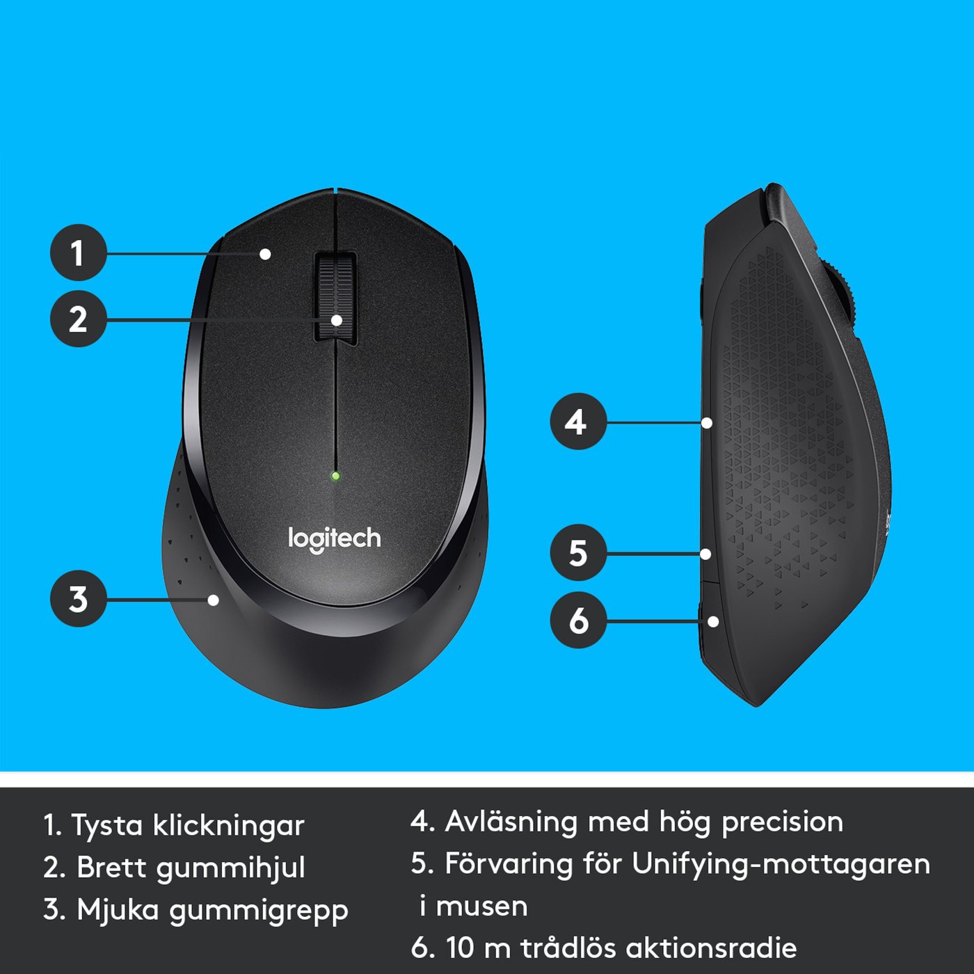Logitech M330 Silent Tyst trådlös mus