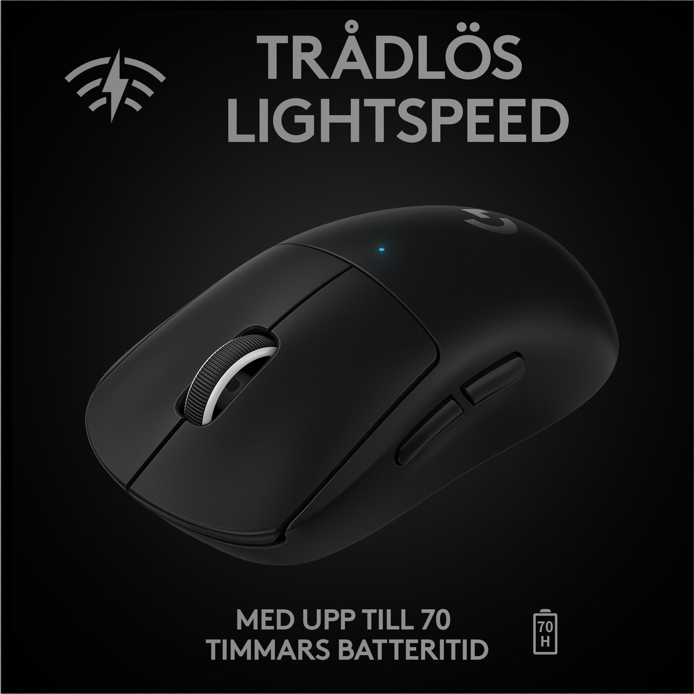Logitech G Pro X Superlight Trådlös gaming-mus Svart