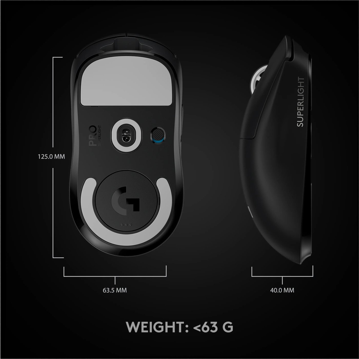 Logitech G Pro X Superlight Trådløs gamingmus Svart