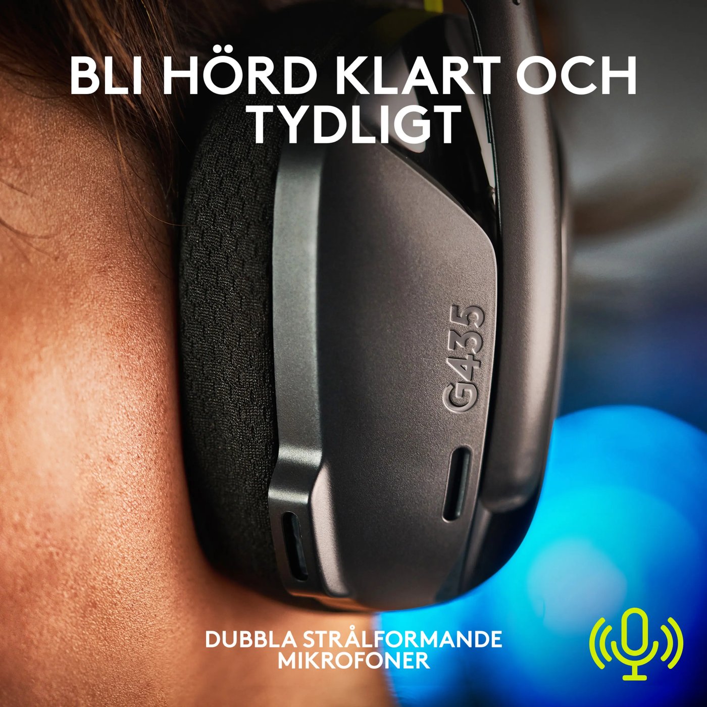 Logitech G 435 Lightspeed Trådlöst gaming-headset Svart & Neongul