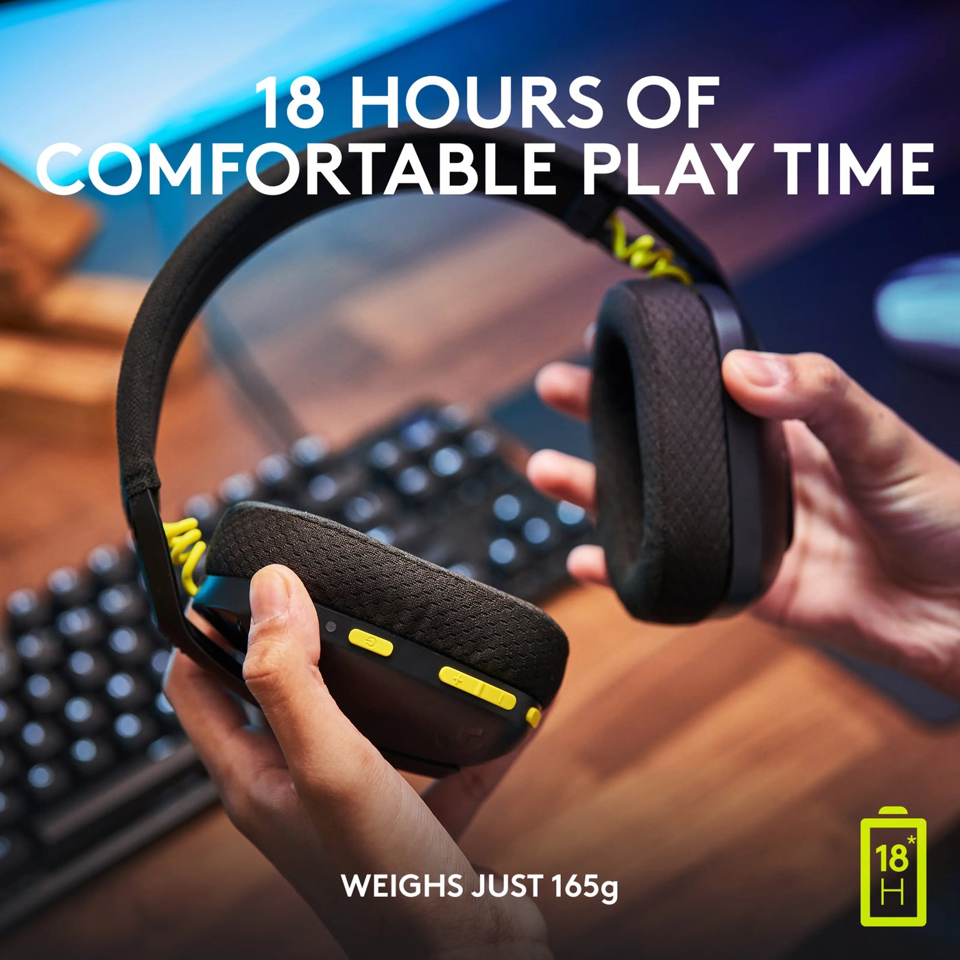 Logitech G 435 Lightspeed Trådløst gamingheadset Svart & Neongul