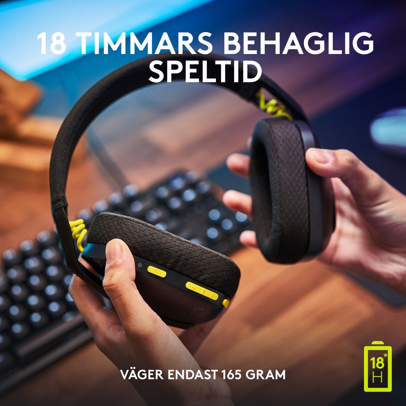 Logitech G 435 Lightspeed Trådlöst gaming-headset Svart & Neongul