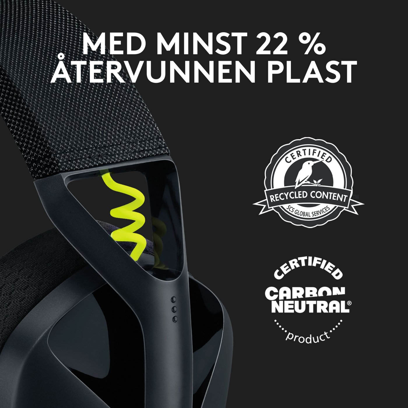 Logitech G 435 Lightspeed Trådlöst gaming-headset Svart & Neongul