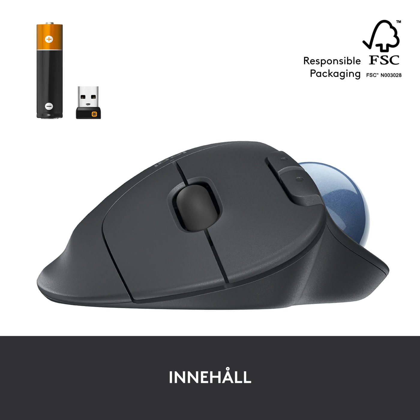 Logitech Ergo M575 Trådlös datormus Svart