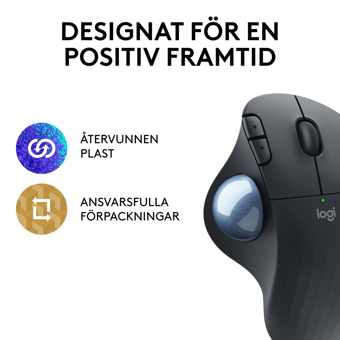 Logitech Ergo M575 Trådlös datormus Svart