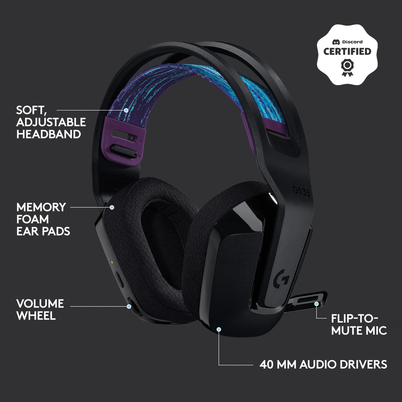 Logitech G 535 Lightspeed Trådløst gamingheadset