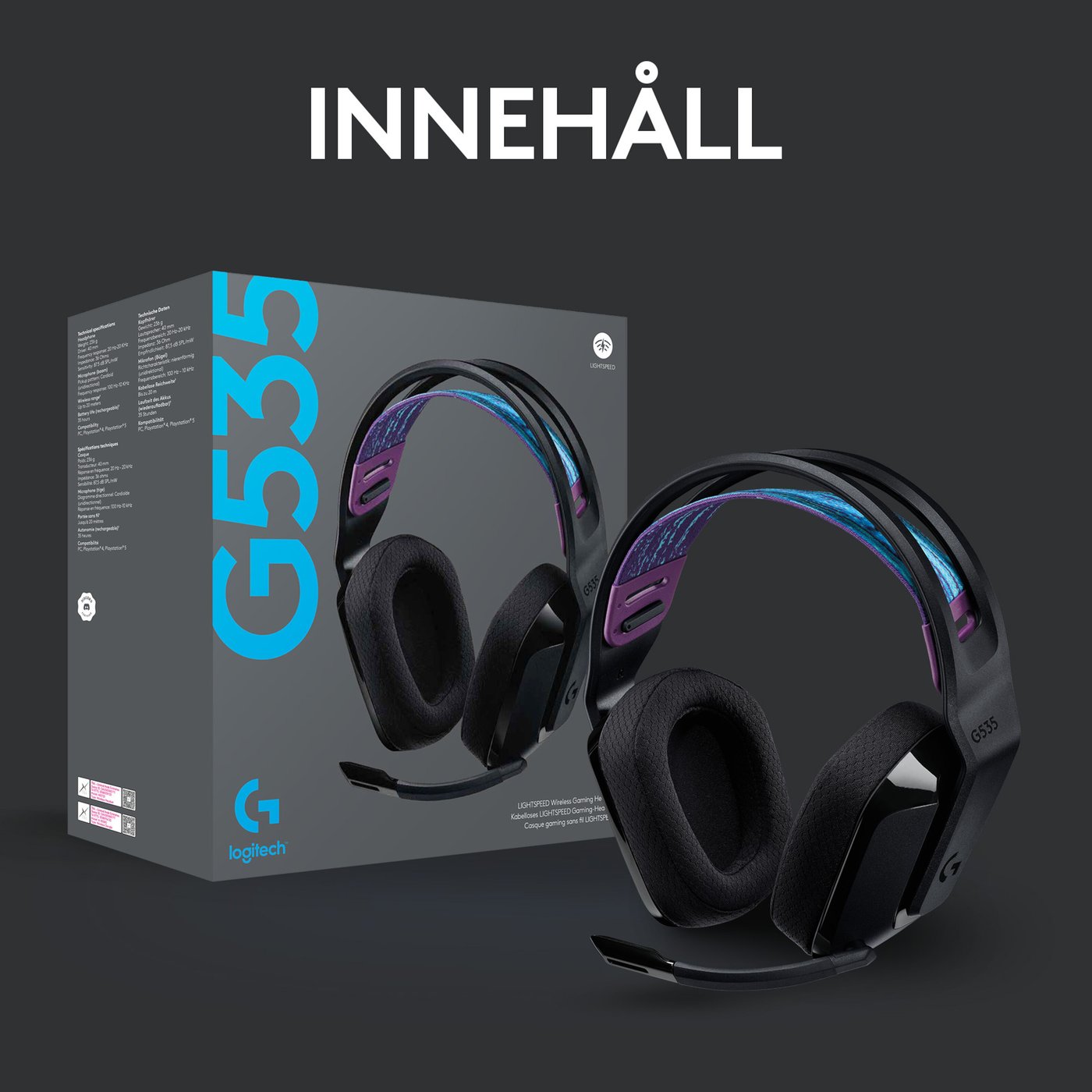 Logitech G 535 Lightspeed Trådlöst gamingheadset