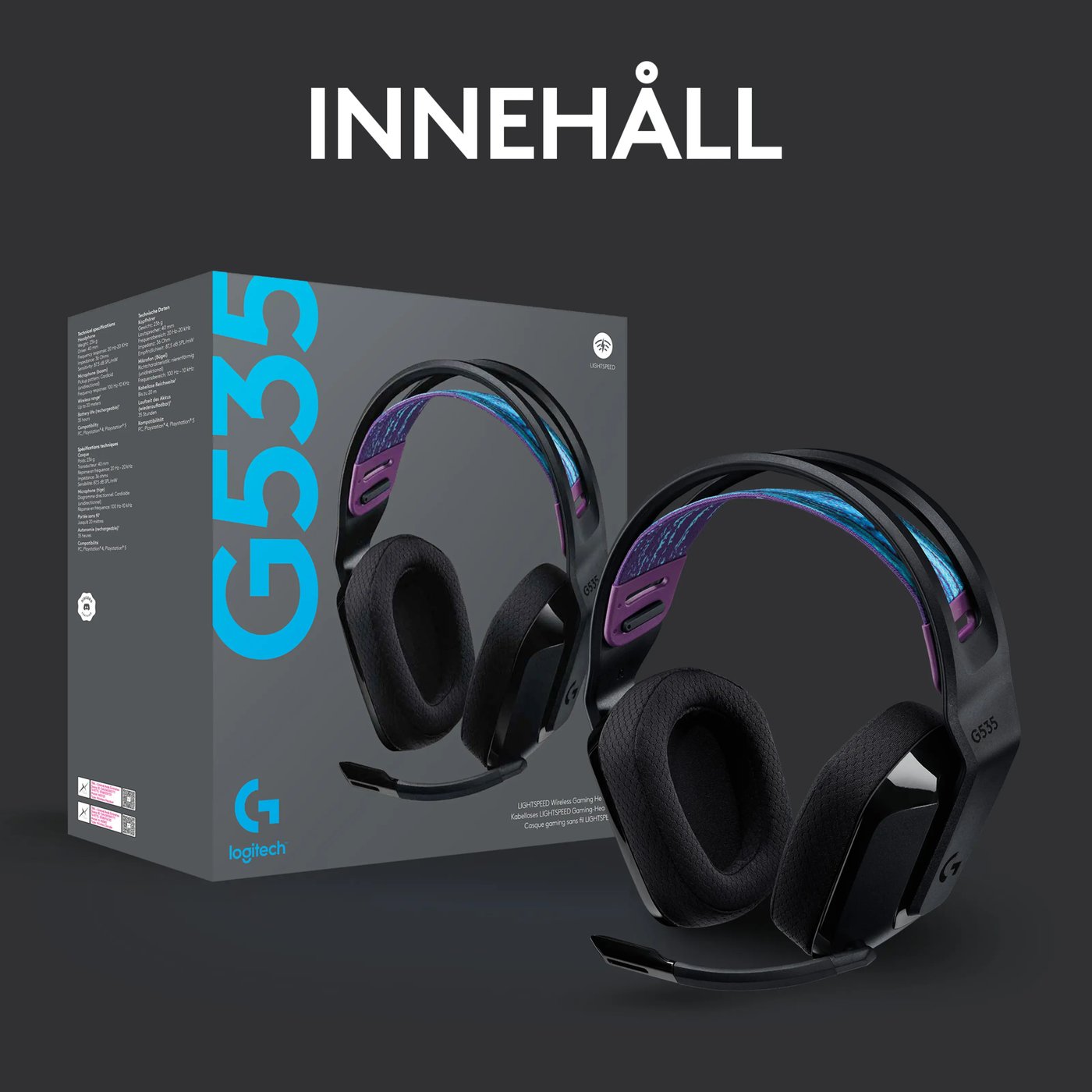 Logitech G 535 Lightspeed Trådlöst gamingheadset