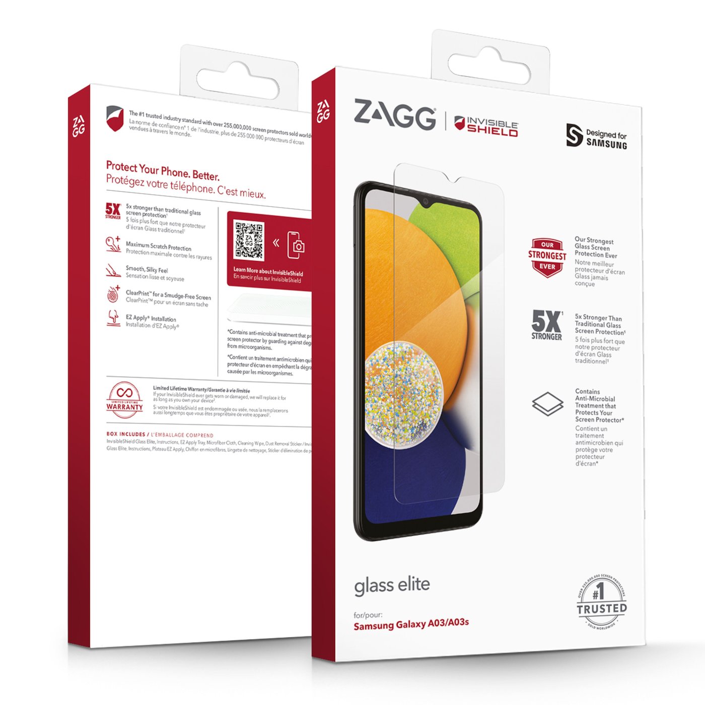 Invisible Shield Glass Elite+ Skjermbeskytter for Galaxy A03/A03s