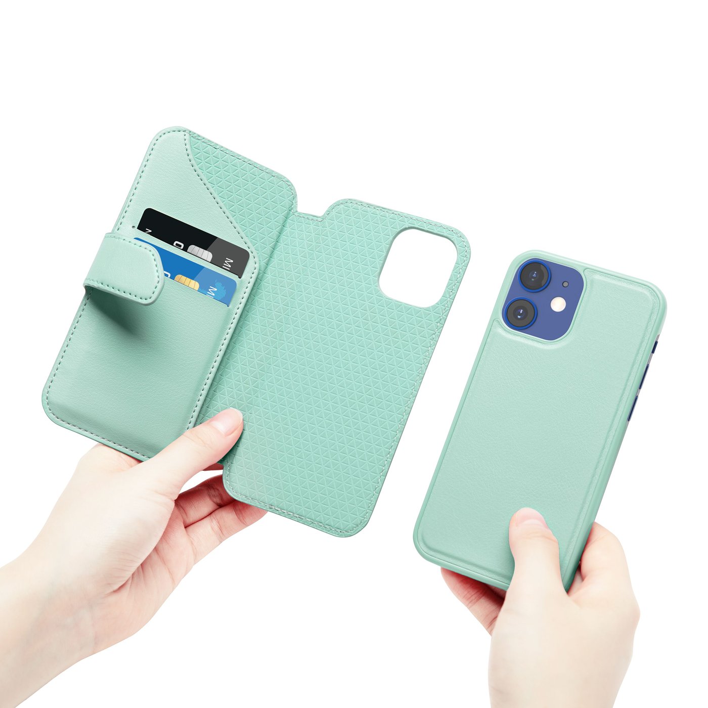 Wallet Case Solo 502 til iPhone 12 mini Turkis