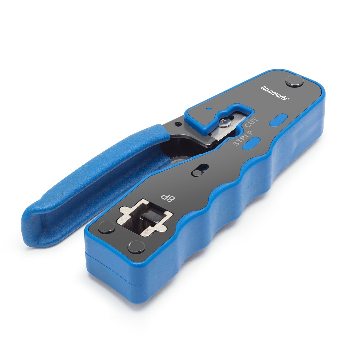 Luxorparts Krympetang med klippe- og dekselfunksjon for RJ45-kontakter