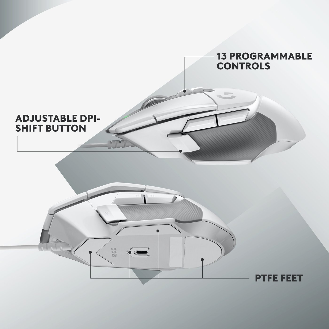 Logitech G 502 X Kablet gamingmus Hvit