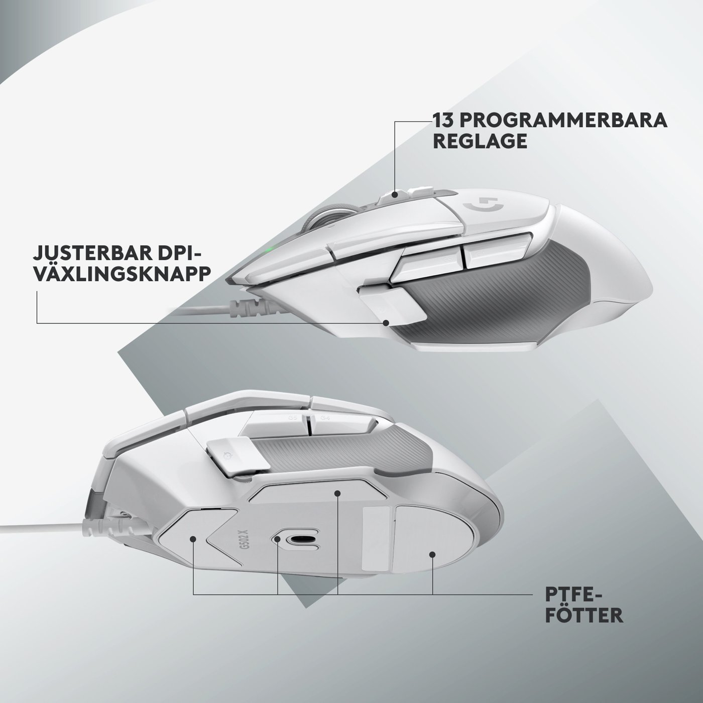Logitech G 502 X Trådbunden gamingmus Vit