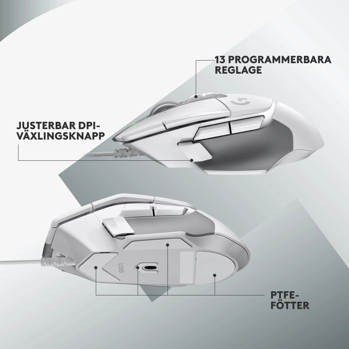 Logitech G 502 X Trådbunden gamingmus Vit