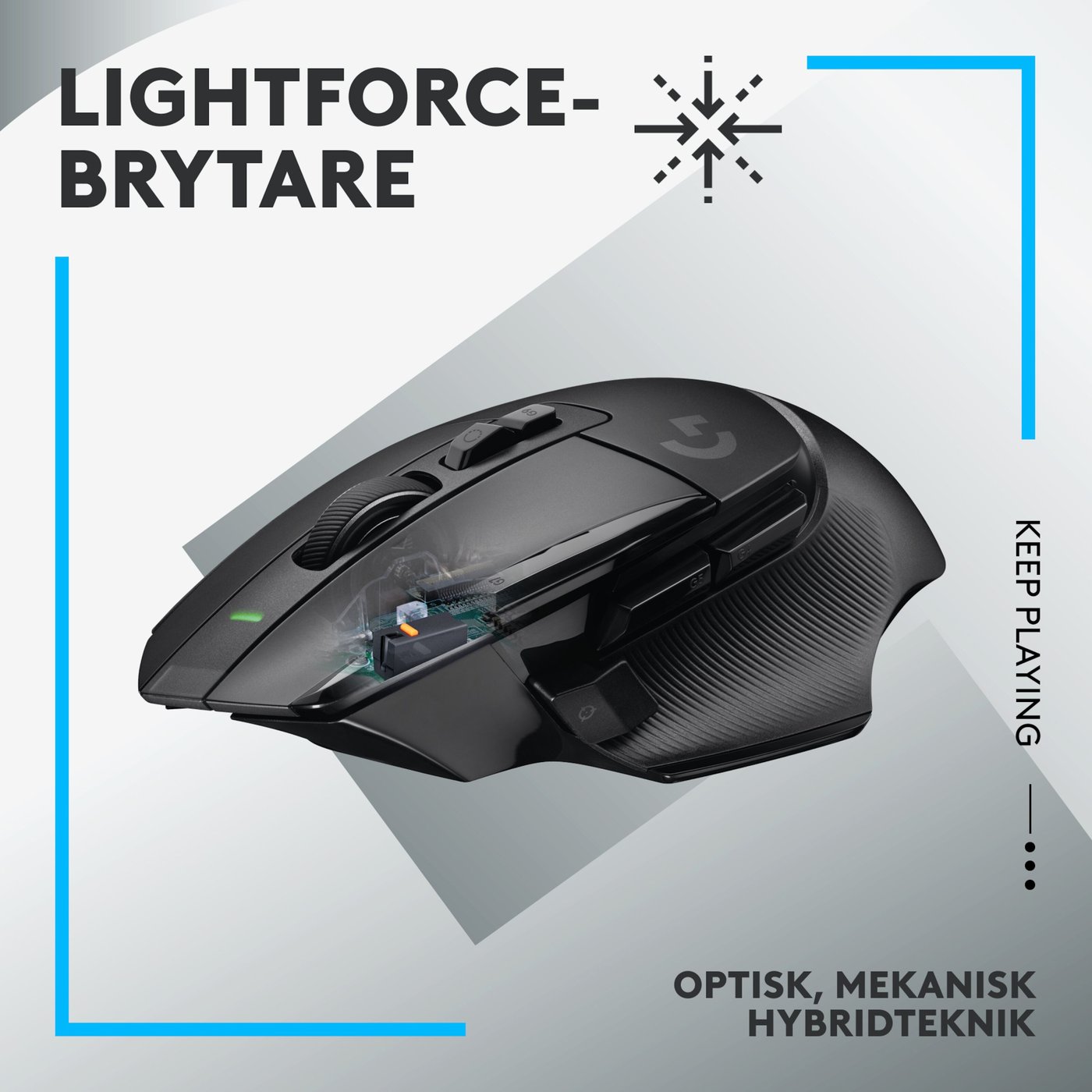 Logitech G 502 X Lightspeed Trådlös gamingmus Svart