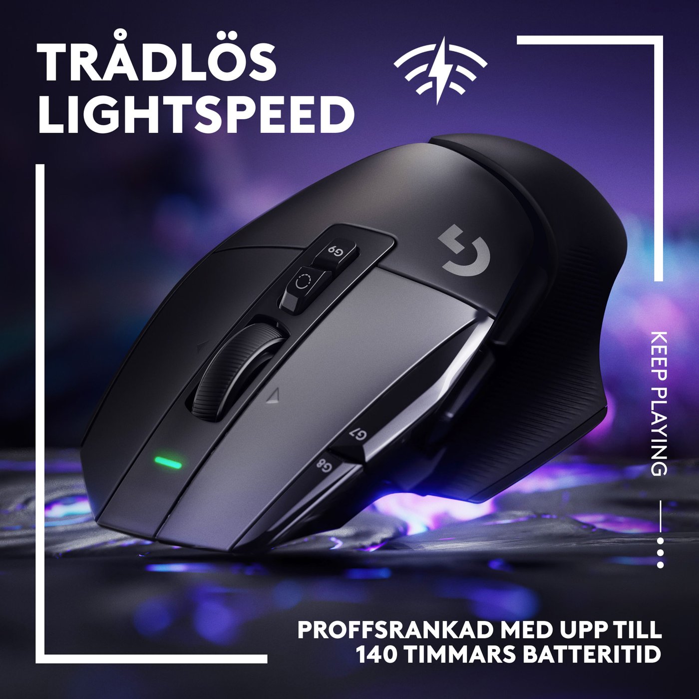 Logitech G 502 X Lightspeed Trådlös gamingmus Svart