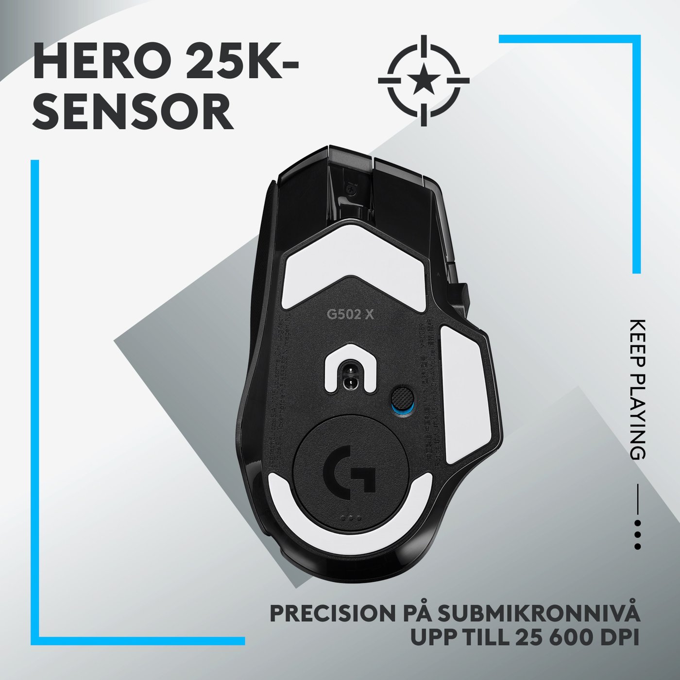 Logitech G 502 X Lightspeed Trådlös gamingmus Svart