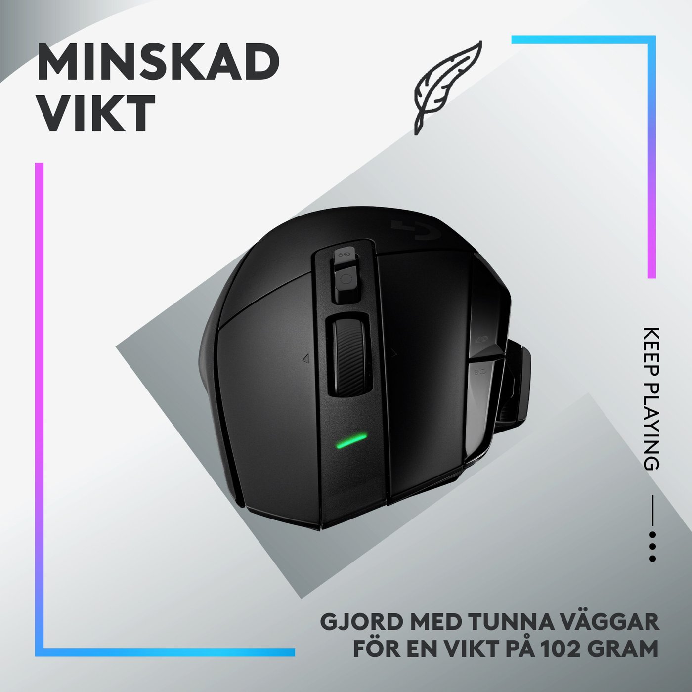 Logitech G 502 X Lightspeed Trådlös gamingmus Svart