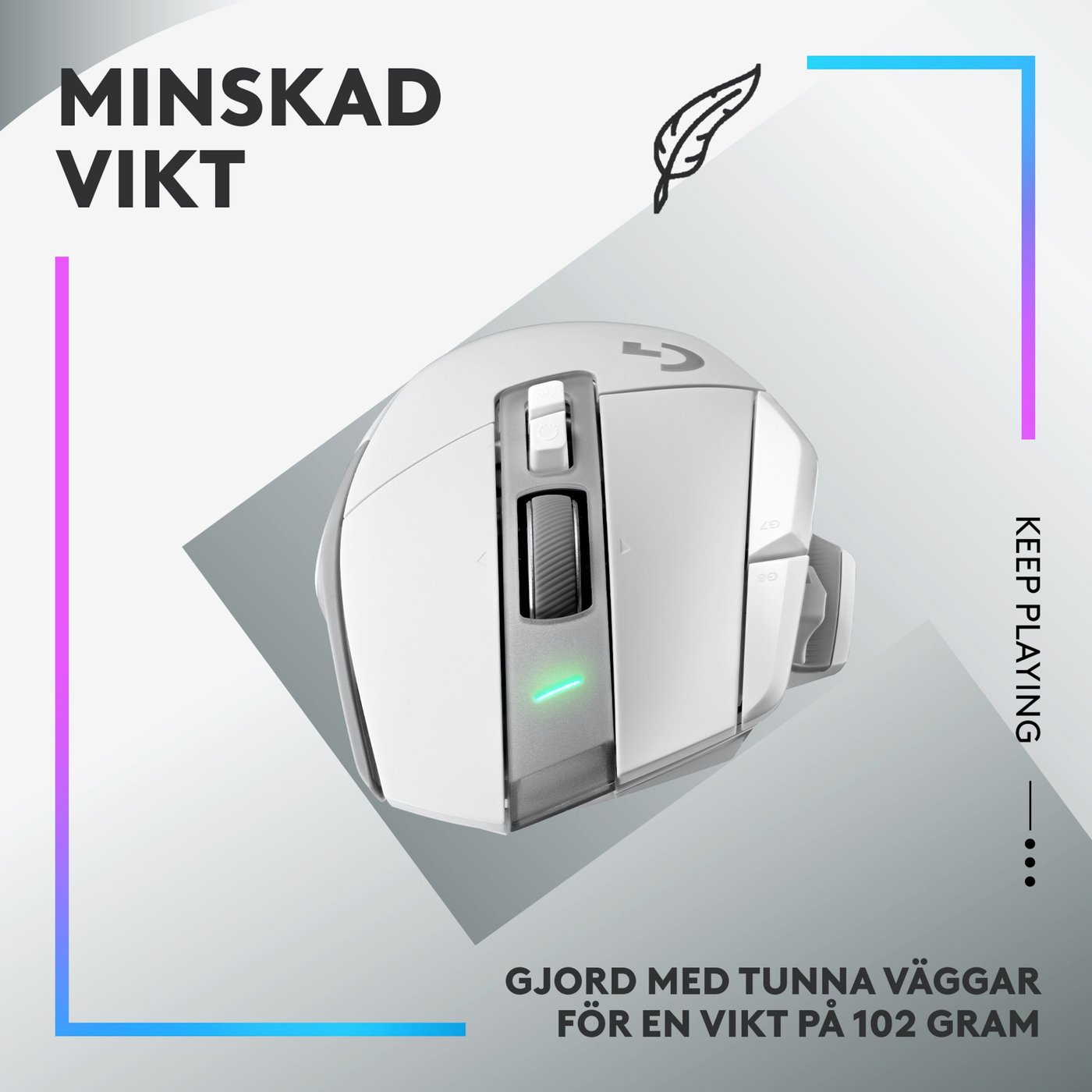 Logitech G 502 X Lightspeed Trådlös gamingmus Vit