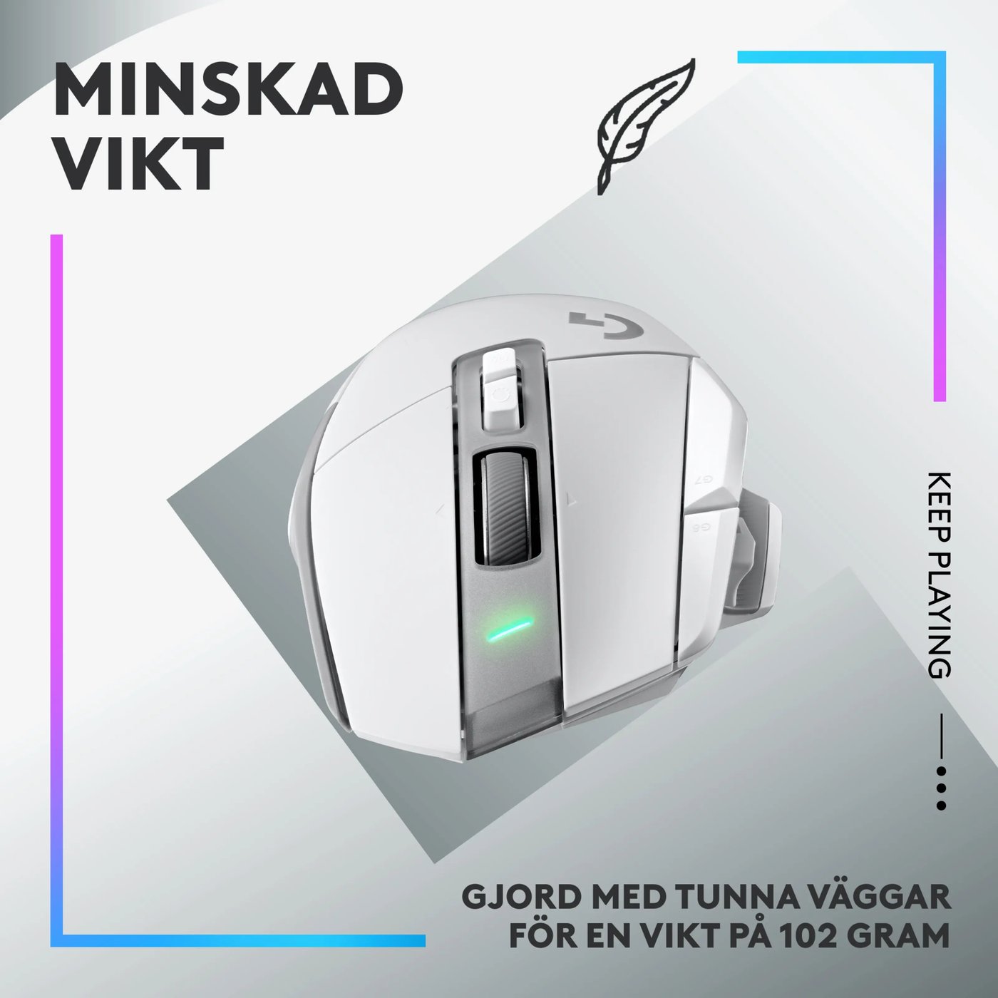 Logitech G 502 X Lightspeed Trådlös gamingmus Vit