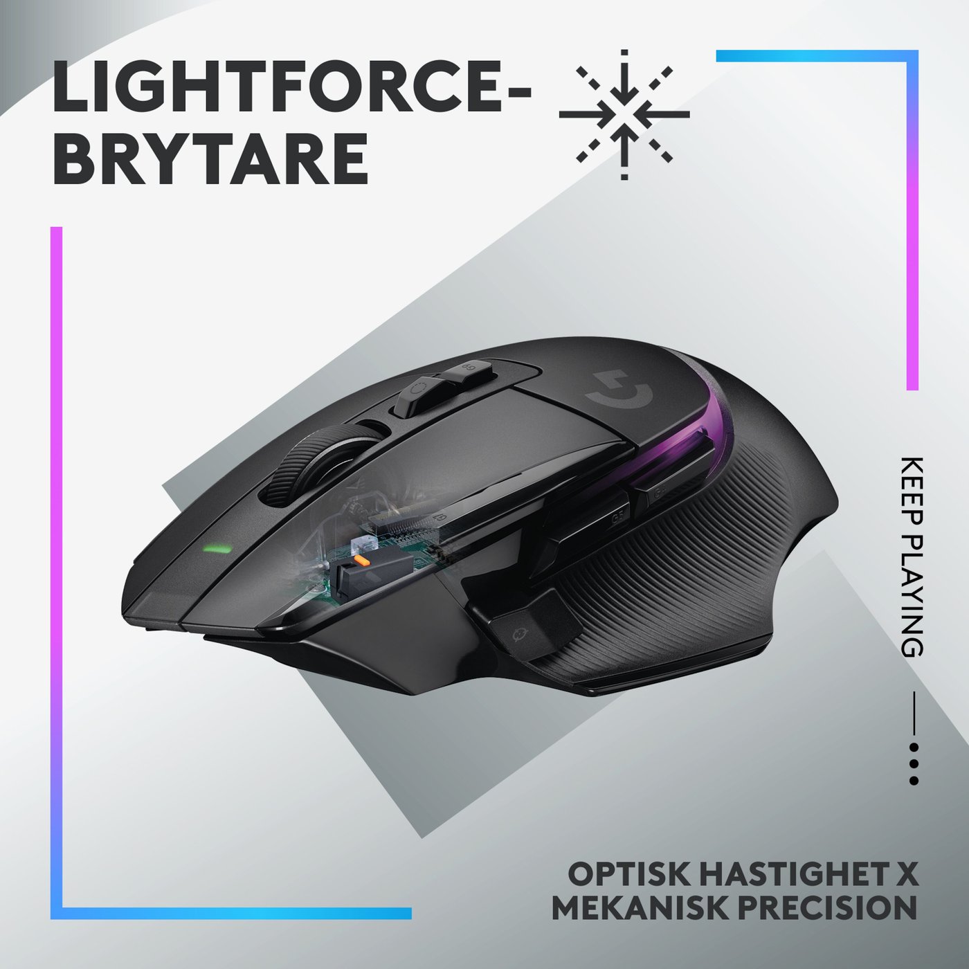 Logitech G 502 X Plus Trådlös gamingmus Svart