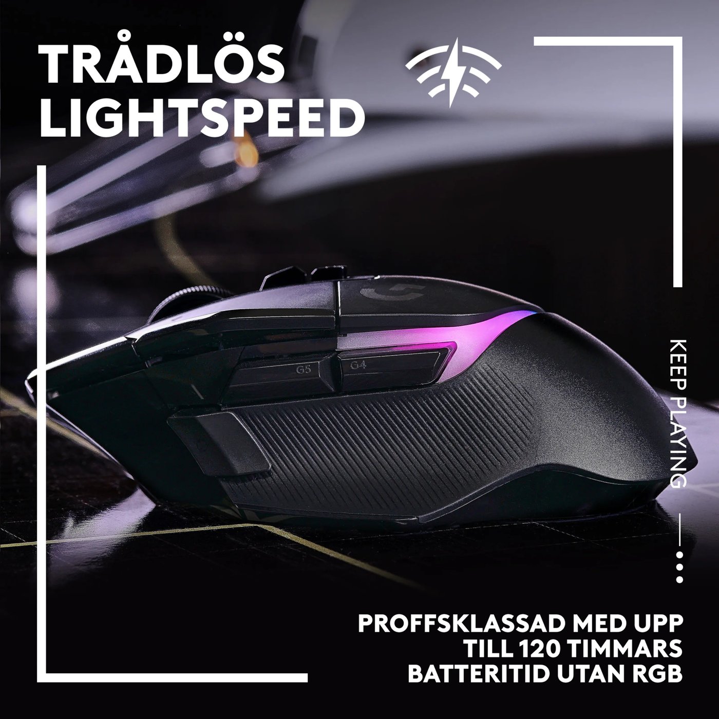 Logitech G 502 X Plus Trådlös gamingmus Svart
