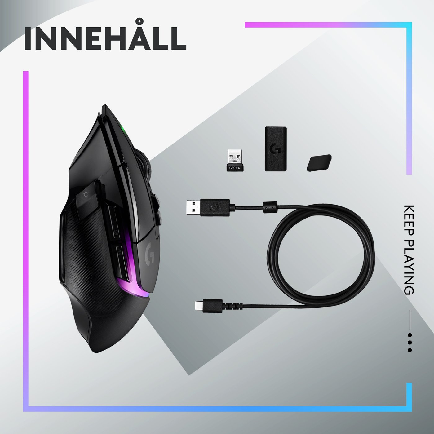 Logitech G 502 X Plus Trådlös gamingmus Svart