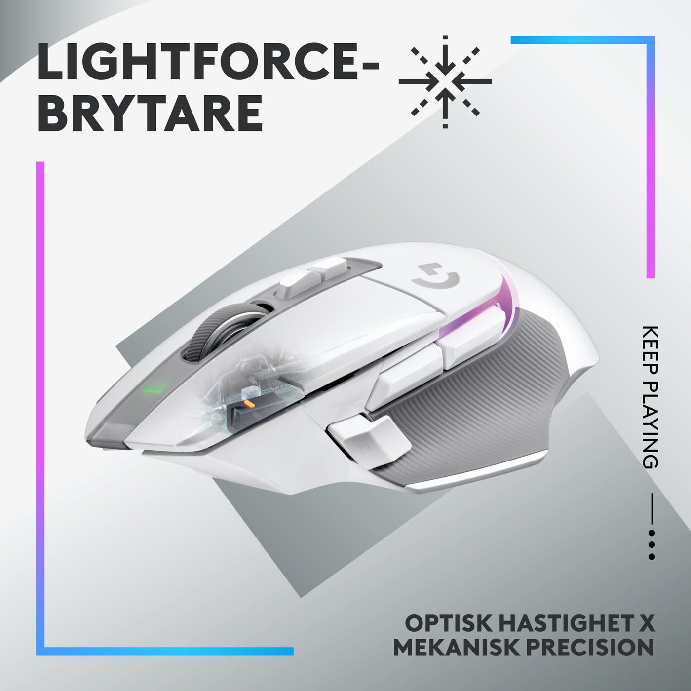 Logitech G 502 X Plus Trådlös gamingmus Vit