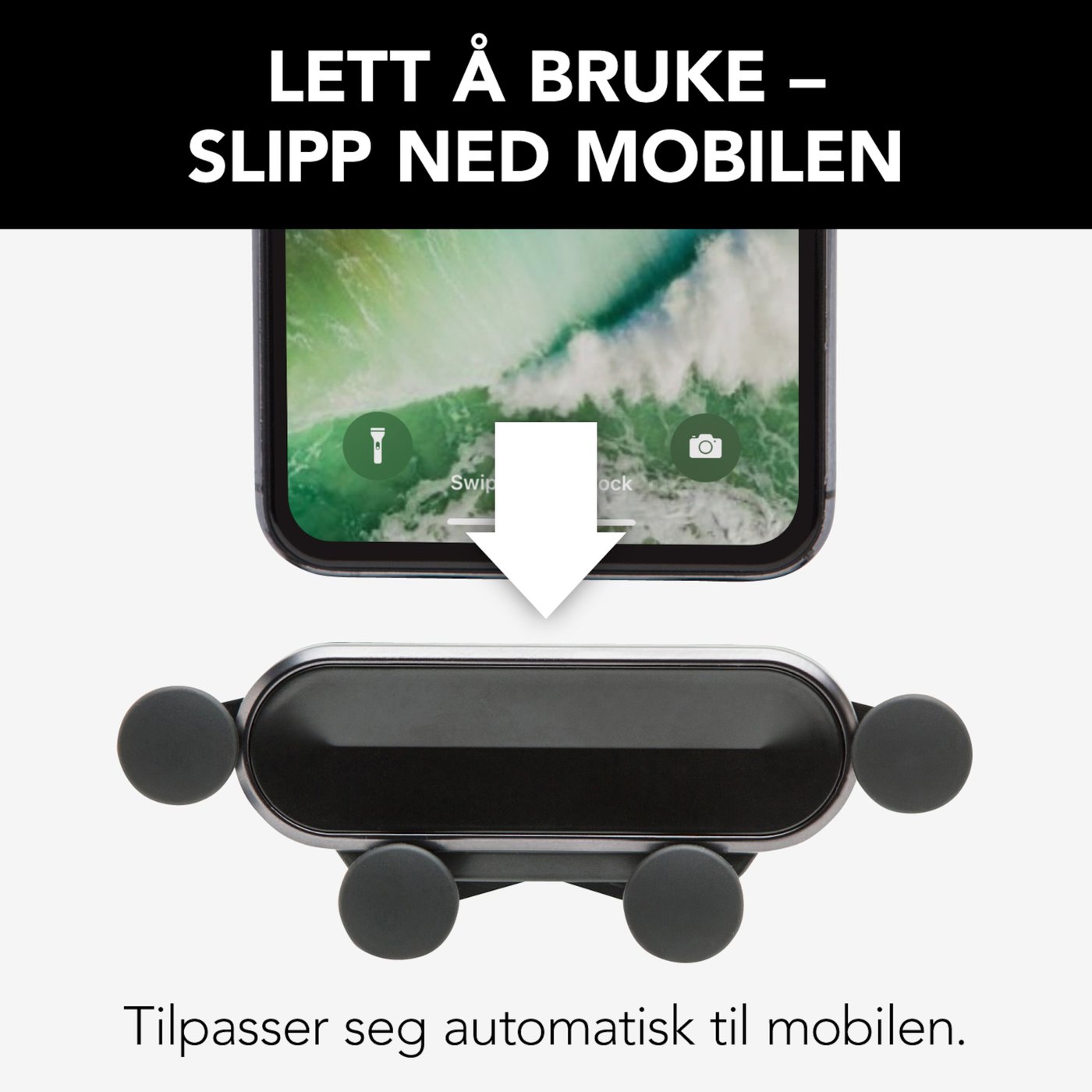 Linocell Mobilholder med hurtigfeste for frontrute