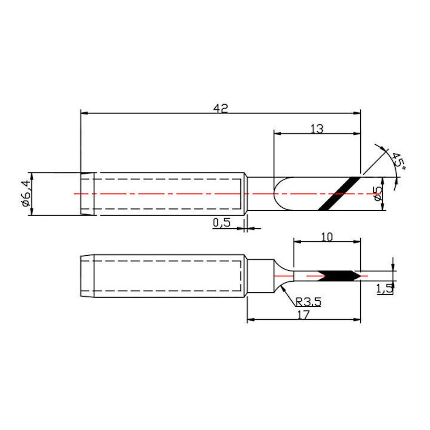 Dibotech Lödspets till 40570, 40745 och 40746 Flat snedställd