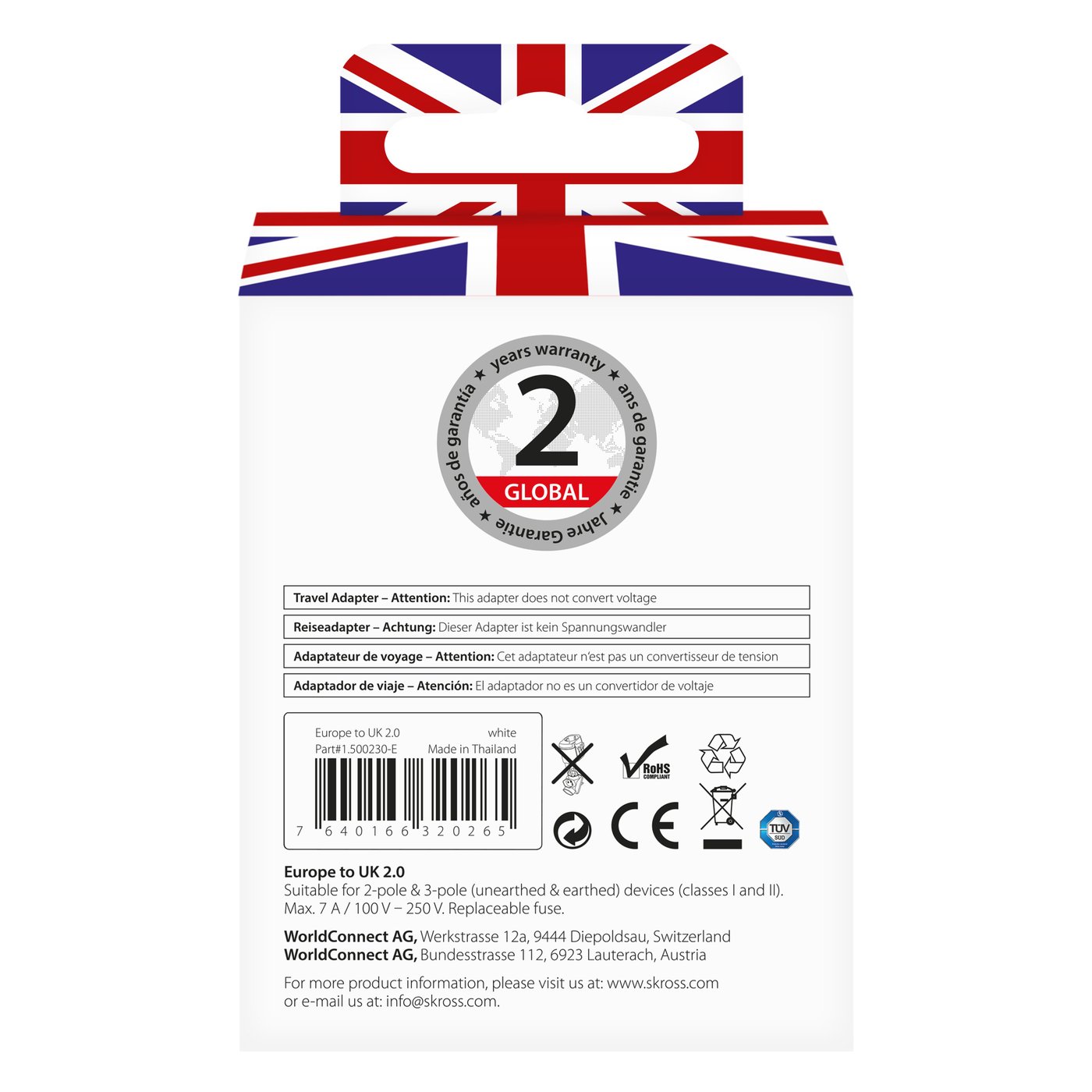 Skross Jordad reseadapter UK