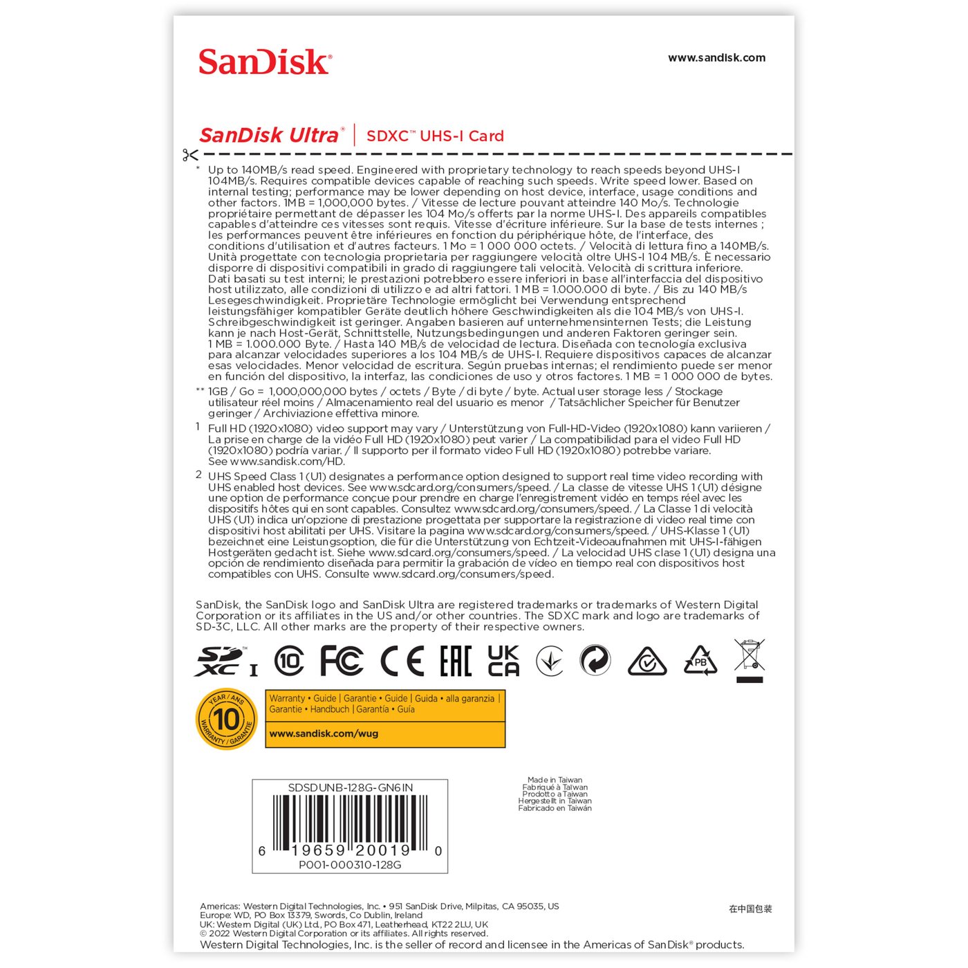 Sandisk Ultra SD-kort 128 GB SDXC