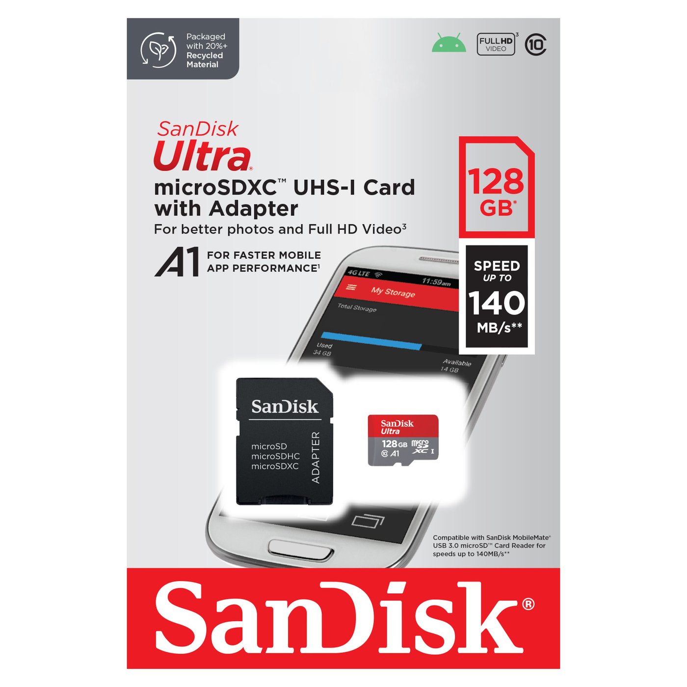 Sandisk Ultra Micro-SD-kort 128 GB SDXC