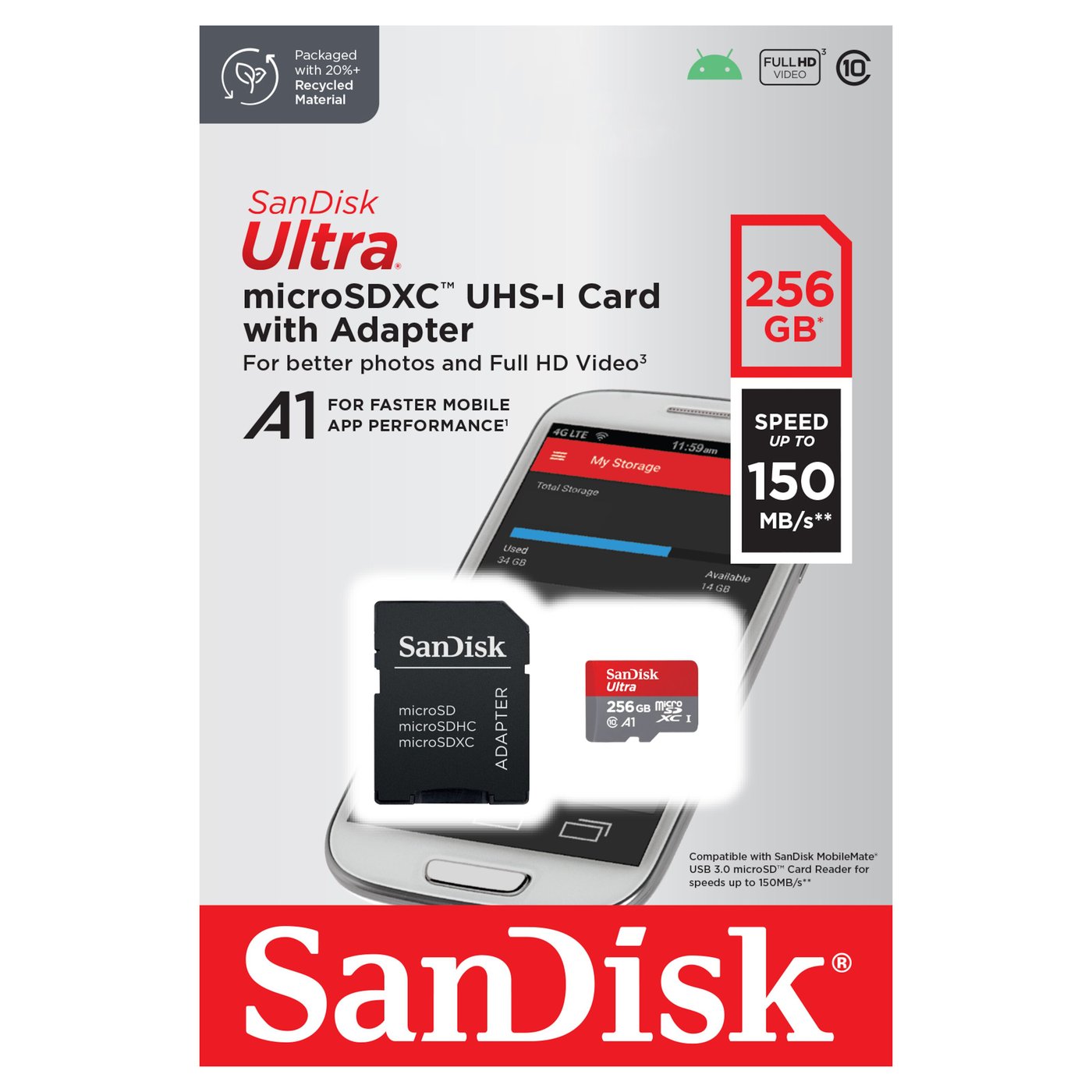 Sandisk Ultra Micro-SD-kort 256 GB SDXC