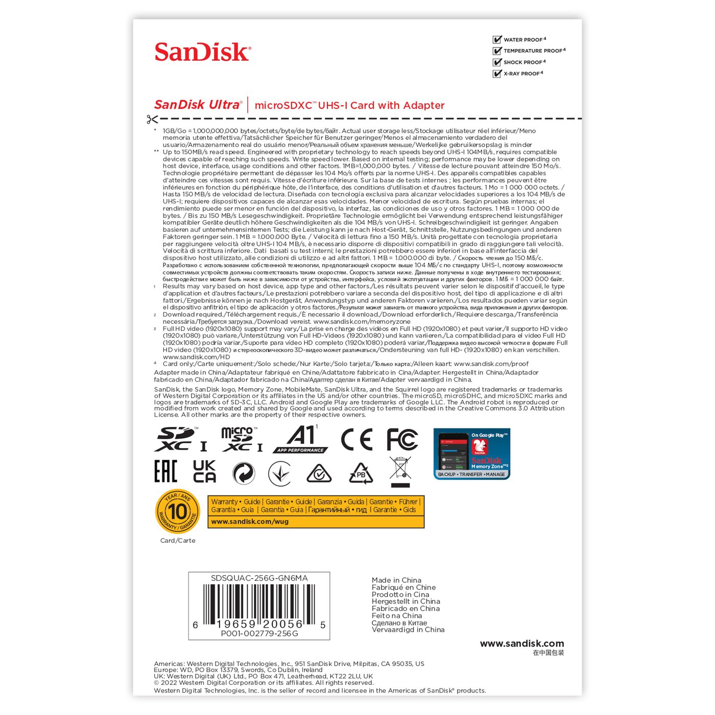 Sandisk Ultra Micro-SD-kort 256 GB SDXC
