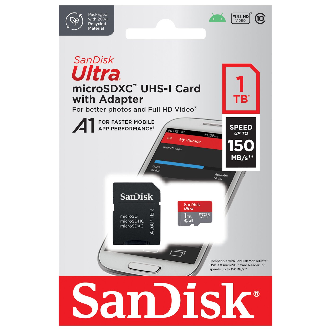 Sandisk Ultra Micro-SD-kort 1 TB SDXC