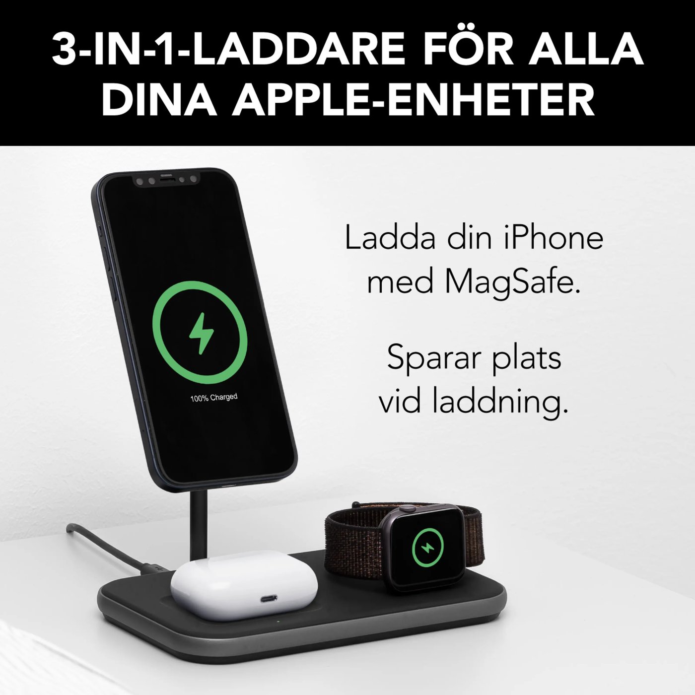 Linocell Premium 3-i-1-laddstation med MagSafe-kompatibilitet