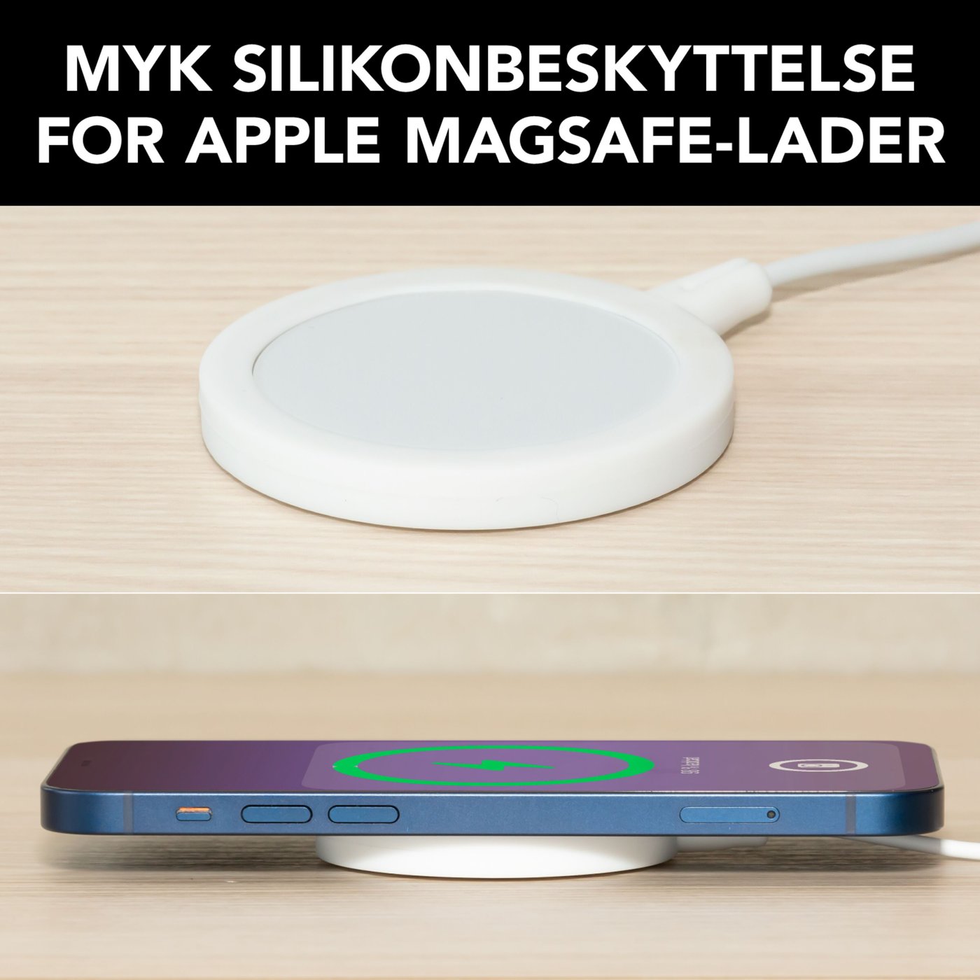 Linocell Silikonbeskyttelse for Magsafe-lader Hvit