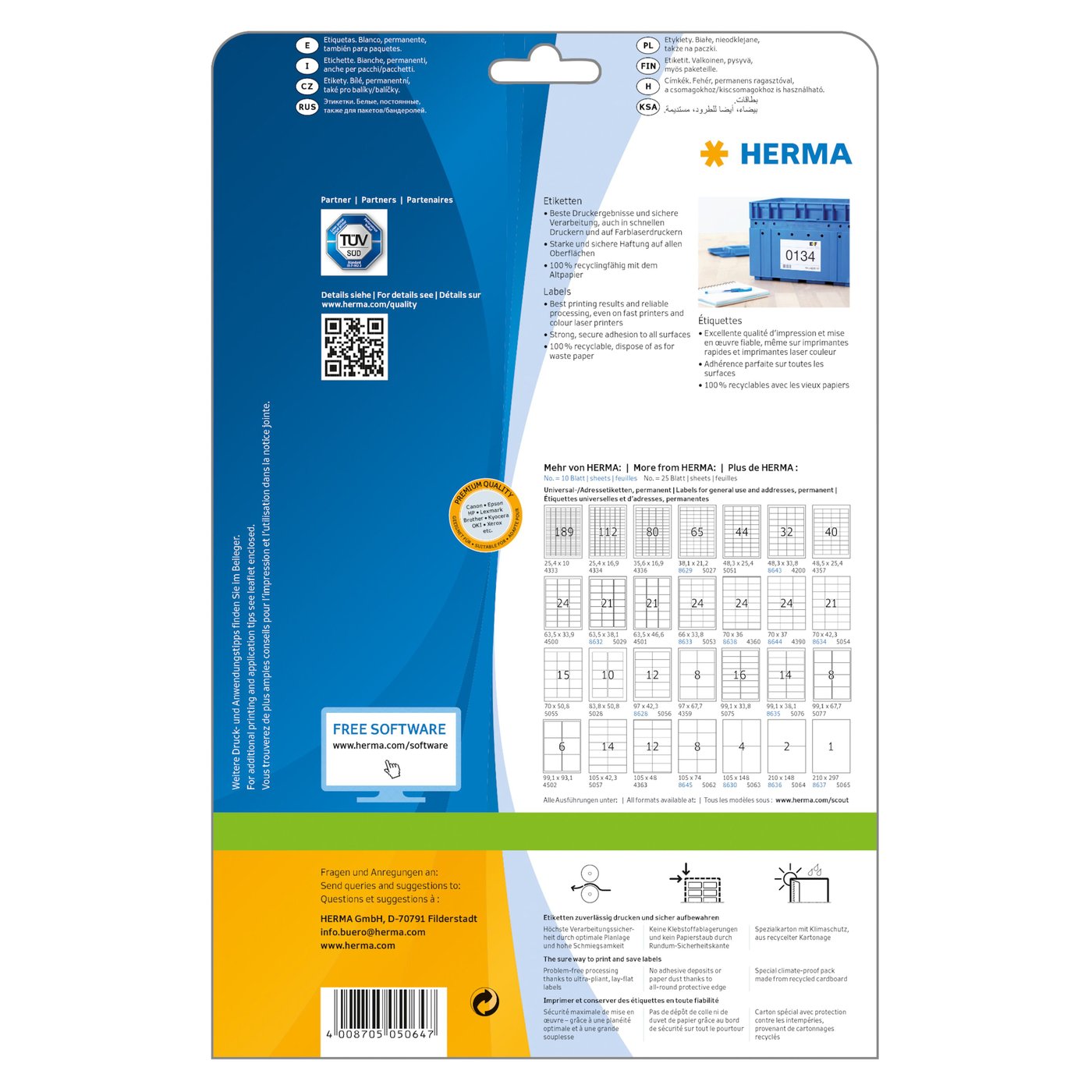 Herma Selvklebende skriverpapir A5 50-pk. - permanent