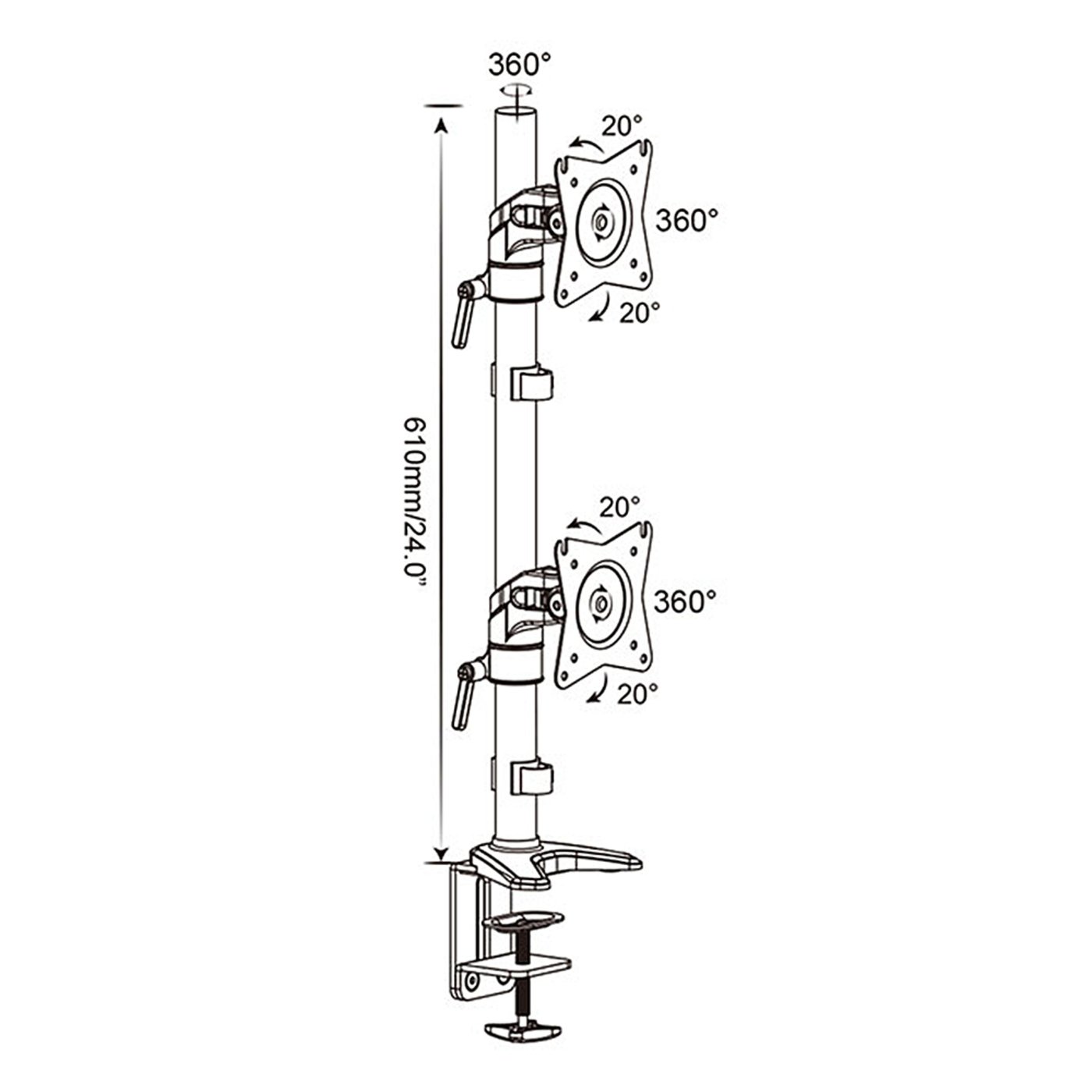 Plexgear Bordsfäste med 2 armar för skärmar på 15-27”