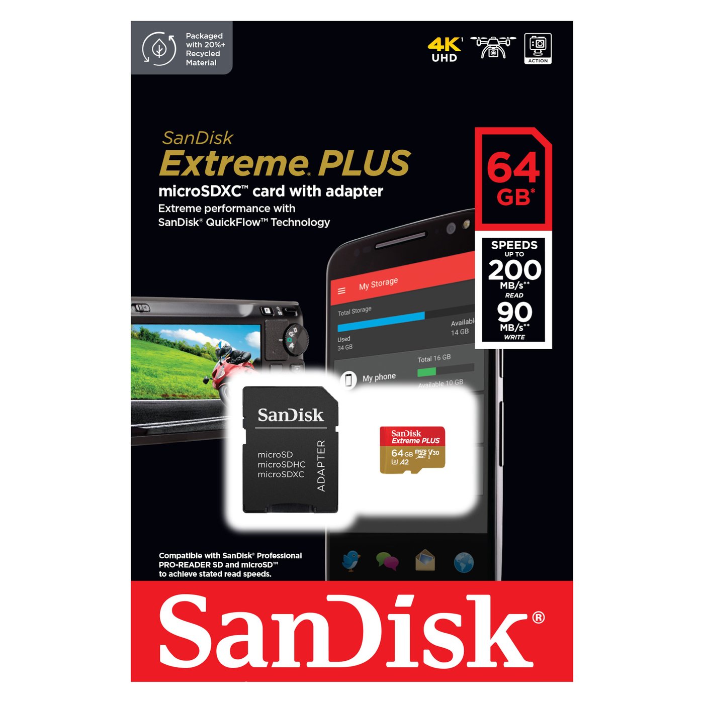 Sandisk Extreme Plus Micro-SD-kort 64 GB